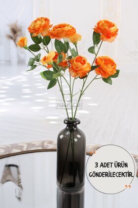 Yapay Çiçek Pastel 3 Adet Çöl Gülü 60 cm Turuncu - Yapay Çiçek Deposu