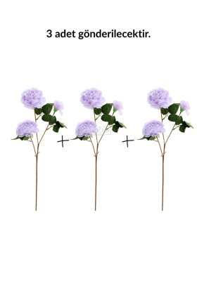 Yapay Çiçek Pastel 3 Adet Çöl Gülü 60 cm Mor - 4