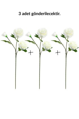 Yapay Çiçek Pastel 3 Adet Çöl Gülü 60 cm Beyaz - 4