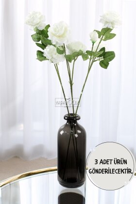 Yapay Çiçek Pastel 3 Adet Çöl Gülü 60 cm Beyaz - Yapay Çiçek Deposu