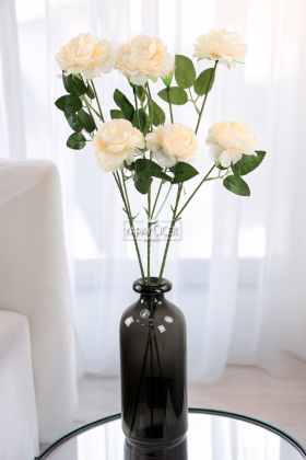 Yapay Çiçek Pastel 3lü Çöl Gülü 60 cm Krem - Yapay Çiçek Deposu