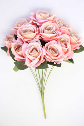 Yapay 11 Güllü Pastel Demet 50 cm Pembe - 1