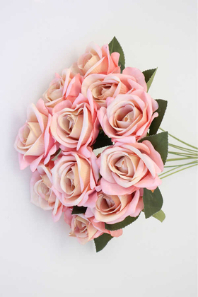 Yapay 11 Güllü Pastel Demet 50 cm Pembe - 2