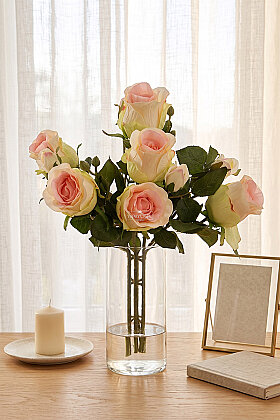 Yapay Çiçek Pera Romantik Gül Demeti 50 cm Krem-Somon - 2