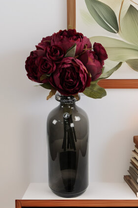 Yapay Çiçek 8'li Şakayık Gül Buketi Bordo - Yapay Çiçek Deposu