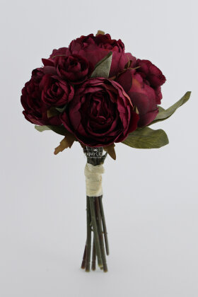 Yapay Çiçek 8'li Şakayık Gül Buketi Bordo - 3