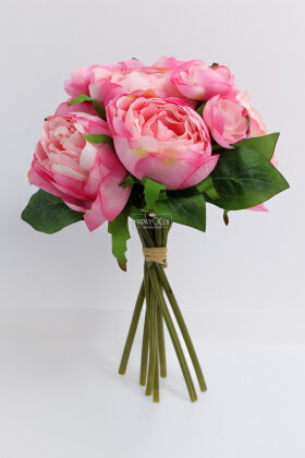 Yapay Çiçek 8'li Şakayık Gül Buketi Pembe-Fuşya - 3