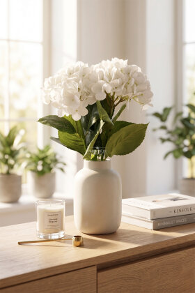 Yapay Çiçek Serene Islak Ortanca Dalı 68 cm Beyaz - Yapay Çiçek Deposu