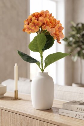 Yapay Çiçek Serene Islak Ortanca Dalı 68 cm Turuncu - 2