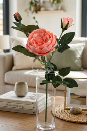 Yapay Çiçek Tomurlu Santa Gülü Dalı 75 cm Pembe - 2