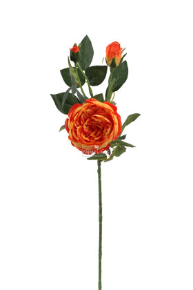 Yapay Çiçek Tomurlu Santa Gülü Dalı 75 cm Turuncu - 3