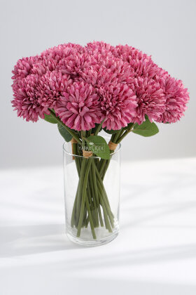 Yapay Çiçek Top Krizantem 7li Mini Kartopu Demeti 30 cm Fuşya - 2