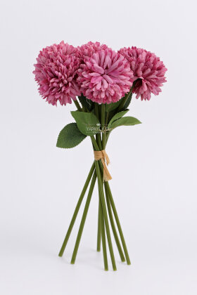 Yapay Çiçek Top Krizantem 7li Mini Kartopu Demeti 30 cm Fuşya - 3