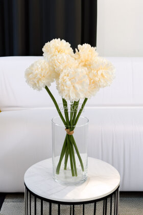 Yapay Çiçek Top Krizantem 7li Mini Kartopu Demeti 30 cm Krem - 3