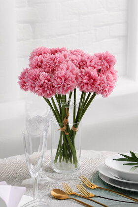 Yapay Çiçek Top Krizantem 7li Mini Kartopu Demeti 30 cm Pastel Pembe - Yapay Çiçek Deposu