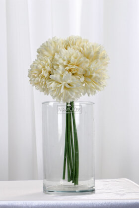 Yapay Çiçek Top Krizantem 7li Mini Kartopu Demeti 28 cm Kırık Beyaz - Yapay Çiçek Deposu