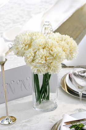 Yapay Çiçek Top Krizantem 7li Mini Kartopu Demeti 28 cm Kırık Beyaz - 2