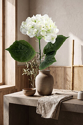 Yapay Çiçek Islak Towa Ortanca Dalı 65 cm Beyaz - 2