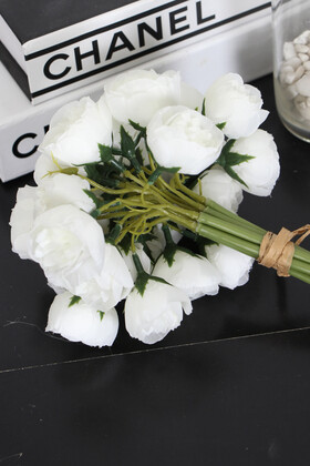 Yapay 27li Mini Kafa Erengül Demeti 30 cm Beyaz - 7