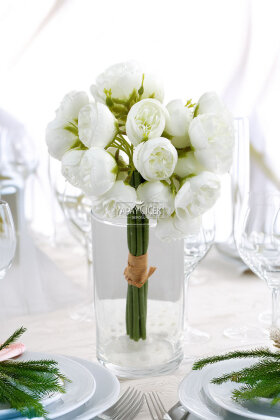 Yapay 27li Mini Kafa Erengül Demeti 30 cm Beyaz - 2