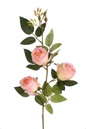 Yapay Çiçek Uzun Dal 3lü Gül 95 cm Açık Pembe - Yapay Çiçek Deposu