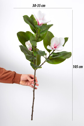 Yapay Çiçek Lüx Islak Manolya Dalı 100 cm Beyaz-Fuşya - 2