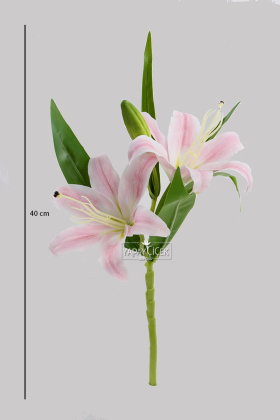 Yapay Çiçek Lüx 2li Dal Islak Zambak 40 cm Açık Pembe - 4