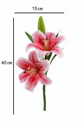 Yapay Çiçek Lüx 2li Dal Islak Zambak 40 cm Fuşya - 3