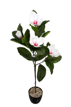 Yapay Çiçekli Manolya Ağacı 105 cm Beyaz-Fuşya - 2