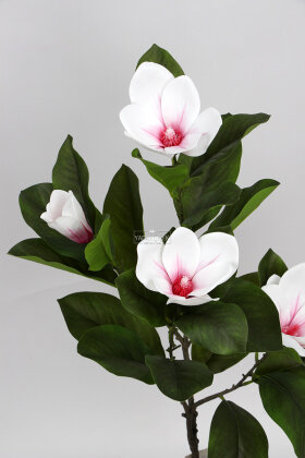 Yapay Çiçekli Manolya Ağacı 105 cm Beyaz-Fuşya - 3