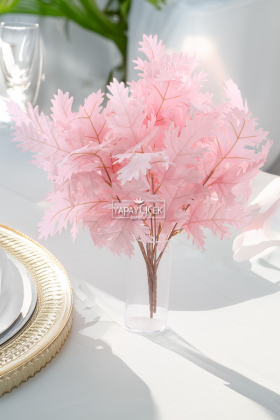 Yapay Çınar Yaprağı Demeti 60 cm Pudra Pembe - 