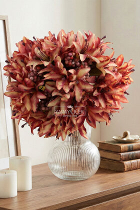 Yapay Çiçek 72li Cipsolu Lilyum Demeti Gül Kurusu - Yapay Çiçek Deposu