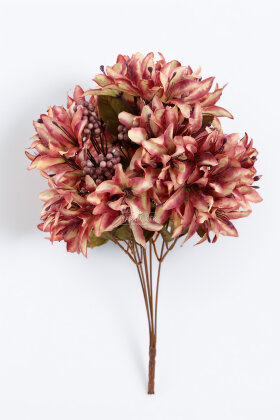 Yapay Çiçek 72li Cipsolu Lilyum Demeti Gül Kurusu - 2