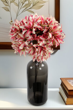 Yapay Çiçek 72li Cipsolu Lilyum Demeti Krem - Fuşya - Yapay Çiçek Deposu