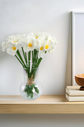 Yapay Çiçek 8’li Islak Dağ Gelinciği Demeti 33 cm Beyaz - Yapay Çiçek Deposu