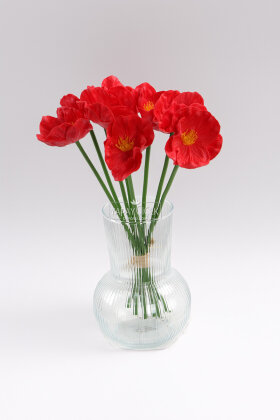 Yapay Çiçek 8’li Islak Dağ Gelinciği Demeti 33 cm Kırmızı - 2