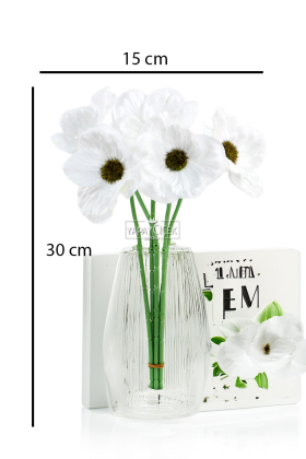 Yapay Çiçek Lüx Islak 5li Dağ Lalesi Demeti 25 cm Beyaz - 2