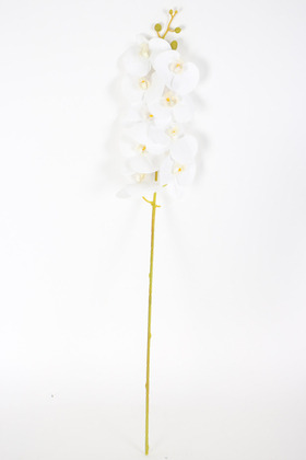 Yapay Dal Baskılı Orkide Çiçeği 88 cm Beyaz ortası sarı - 2