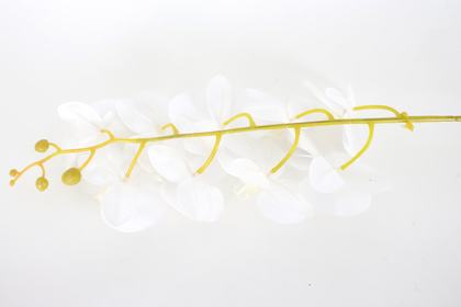 Yapay Dal Baskılı Orkide Çiçeği 88 cm Beyaz ortası sarı - 4