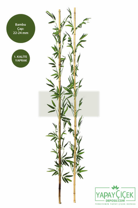 200 cm Yapay 16 Dal Yapraklı Gerçek Bambu - 2