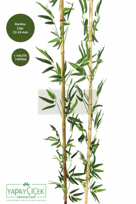 200 cm Yapay 16 Dal Yapraklı Gerçek Bambu - 3