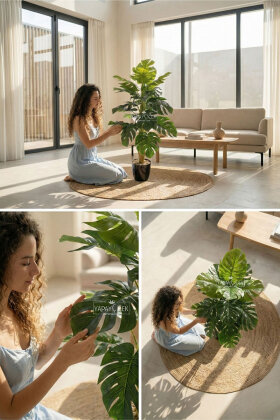 Siyah Saksıda Yapay Deve Tabanı Ağacı 19 Yapraklı 120 cm - 2