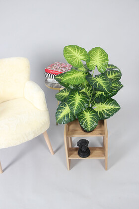 Yapay Difenbahya Ağacı 18 Yapraklı Siyah Saksıda 80 cm Yeşil-Sarı - 4