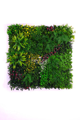 Yapay Kabarık Bitki Duvarı Uv Dış Mekan Garantili 100 x 100 cm Yeşil - Sarı - Fuşya - 2