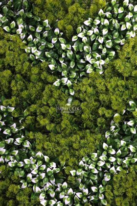 Yapay Kabarık Bitki Duvarı Uv Dış Mekan Garantili 100 x 100 cm Yeşil - Beyaz - 3