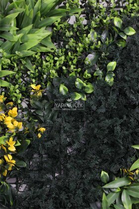 Yapay Kabarık Bitki Duvarı 50 x 50 Yeşil - Sarı - 3