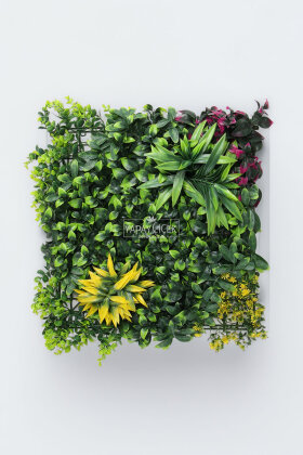 Yapay Kabarık Bitki Duvarı Uv Dış Mekan Garantili 50 x 50 cm Yeşil - Mor - Sarı - 2