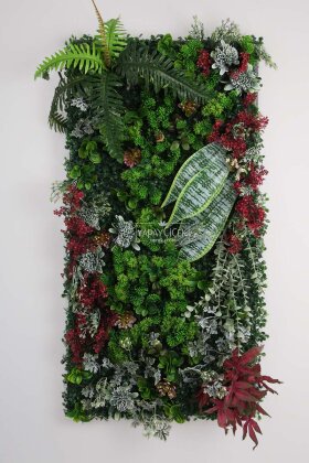 Yapay Dikey Bitki Hazır Duvar Paneli 50x100 cm Model 12 - Yapay Çiçek Deposu