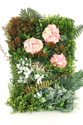 Yapay Dikey Bitki Hazır Duvar Paneli 55 cm x 55 cm Model 8 - Yapay Çiçek Deposu