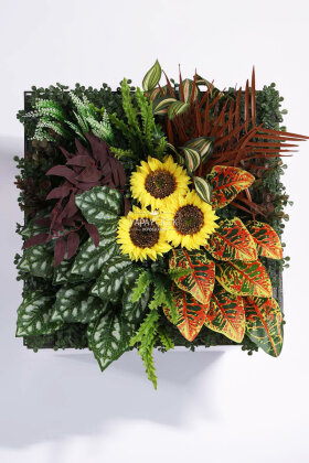 Yapay Dikey Bitki Hazır Duvar Paneli 55 cm x 55 cm Model 16 - Yapay Çiçek Deposu